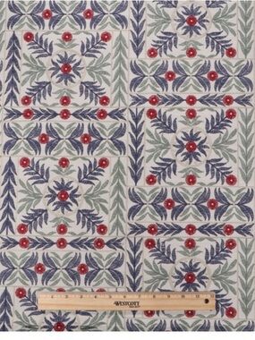 P Kaufmann Mughal Garden Embroidered Drapery Fabric in Indigo & Red